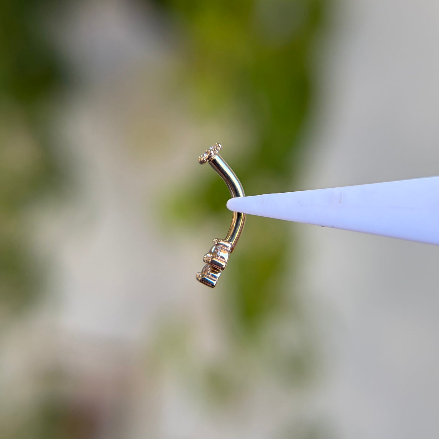 Curved Barbell - 3 Prong with Gems