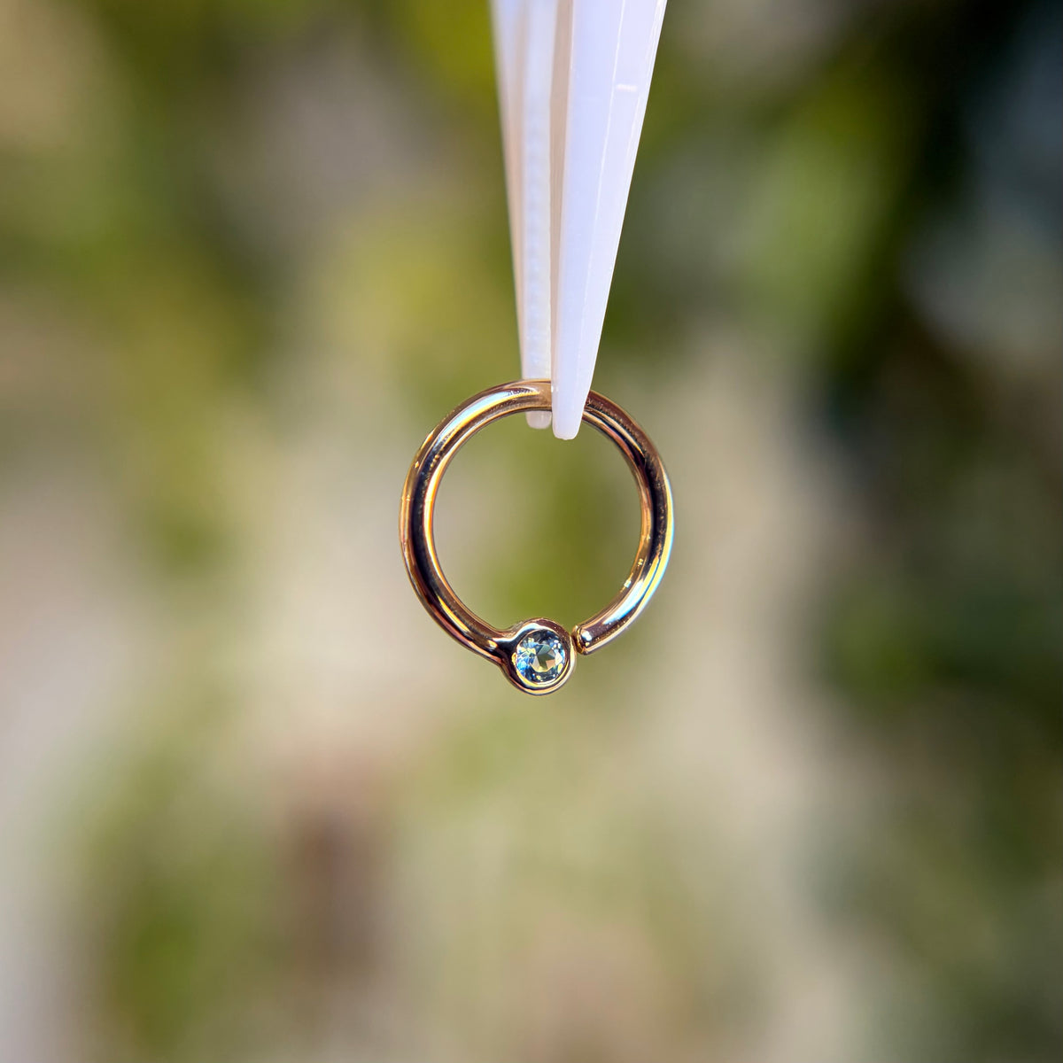 Fixed Bezel Bead Ring - London Blue Topaz