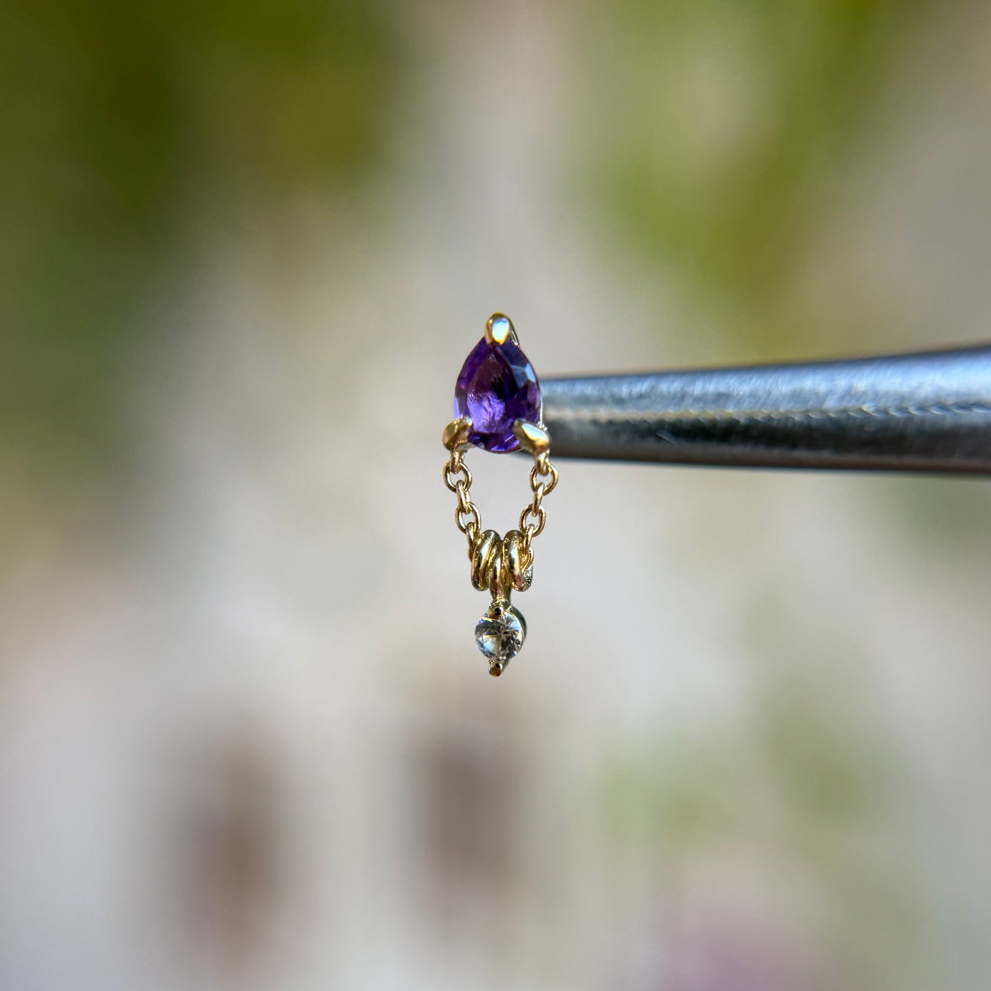 1000% Stacked - Amethyst & White Sapphire - Threadless End