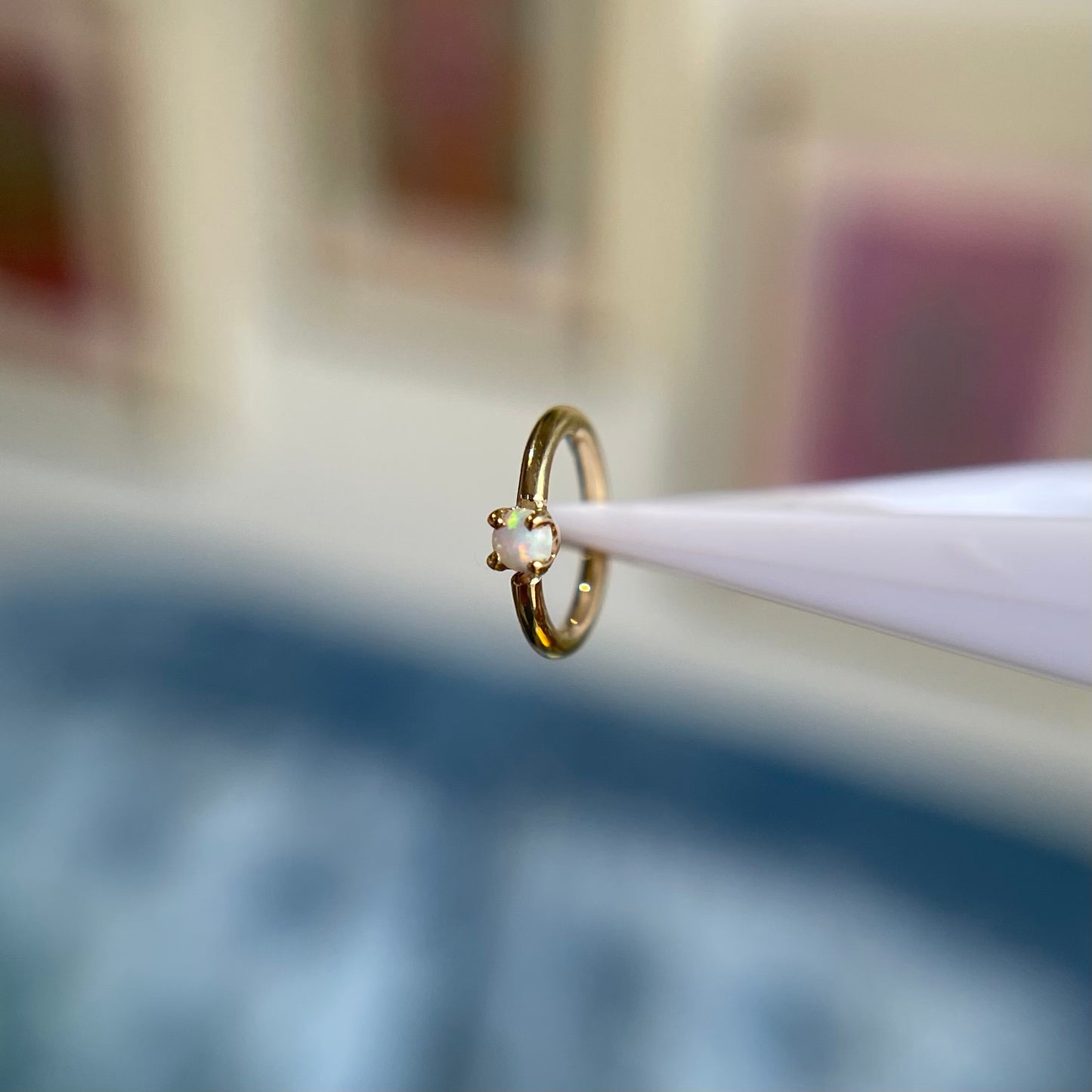 Fixed Bead Ring with Small Prong - Colored Gemstones