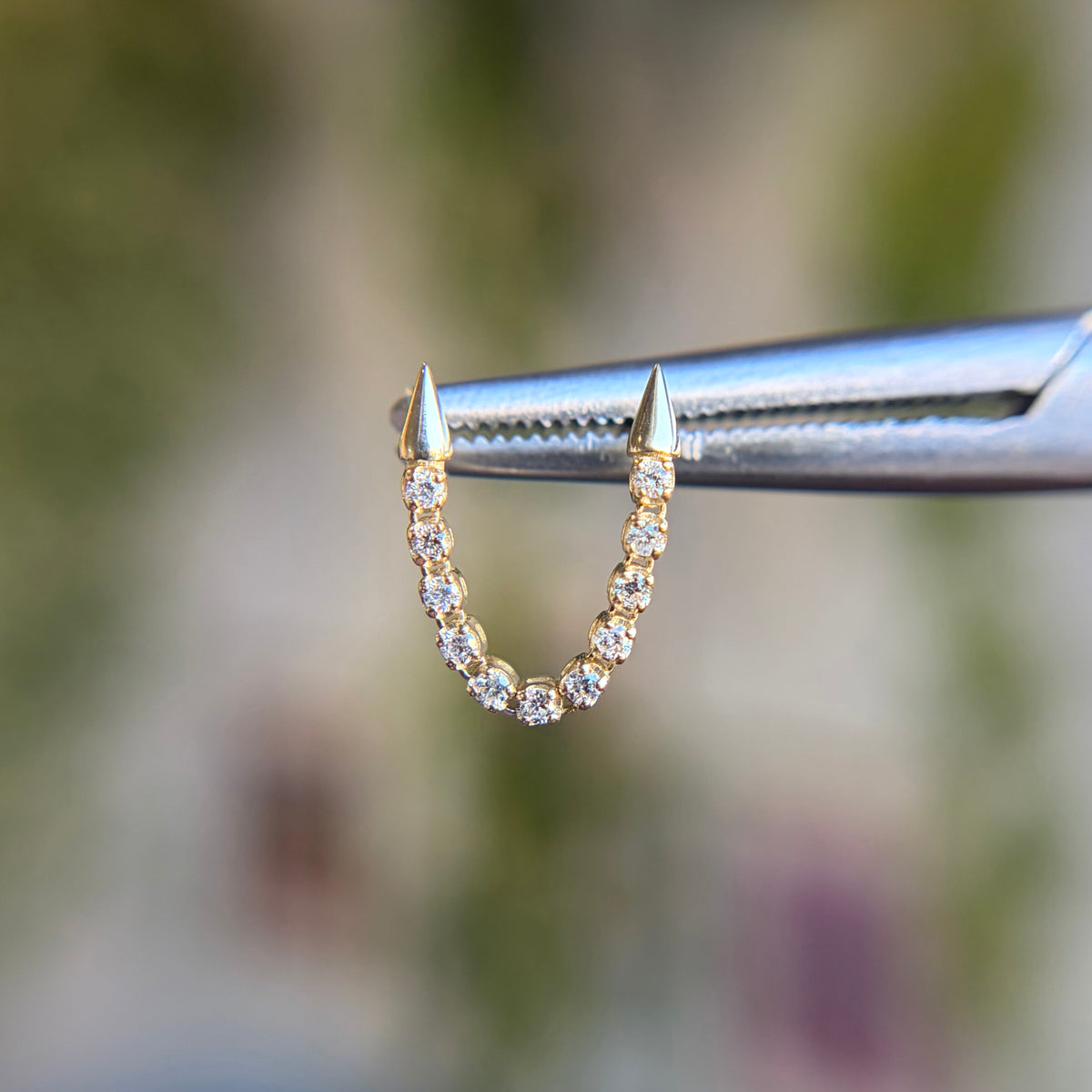 Pointed Well Articulated Double Pin Lynx - Diamonds - Threadless End