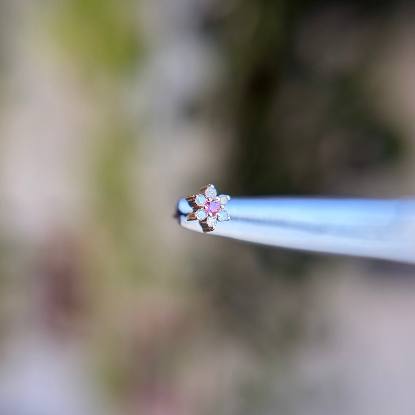 Blossom - Diamond & Pink Sapphire - Threadless End