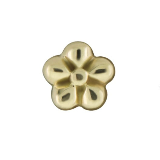 14k yellow gold threadless end caps with a floral design