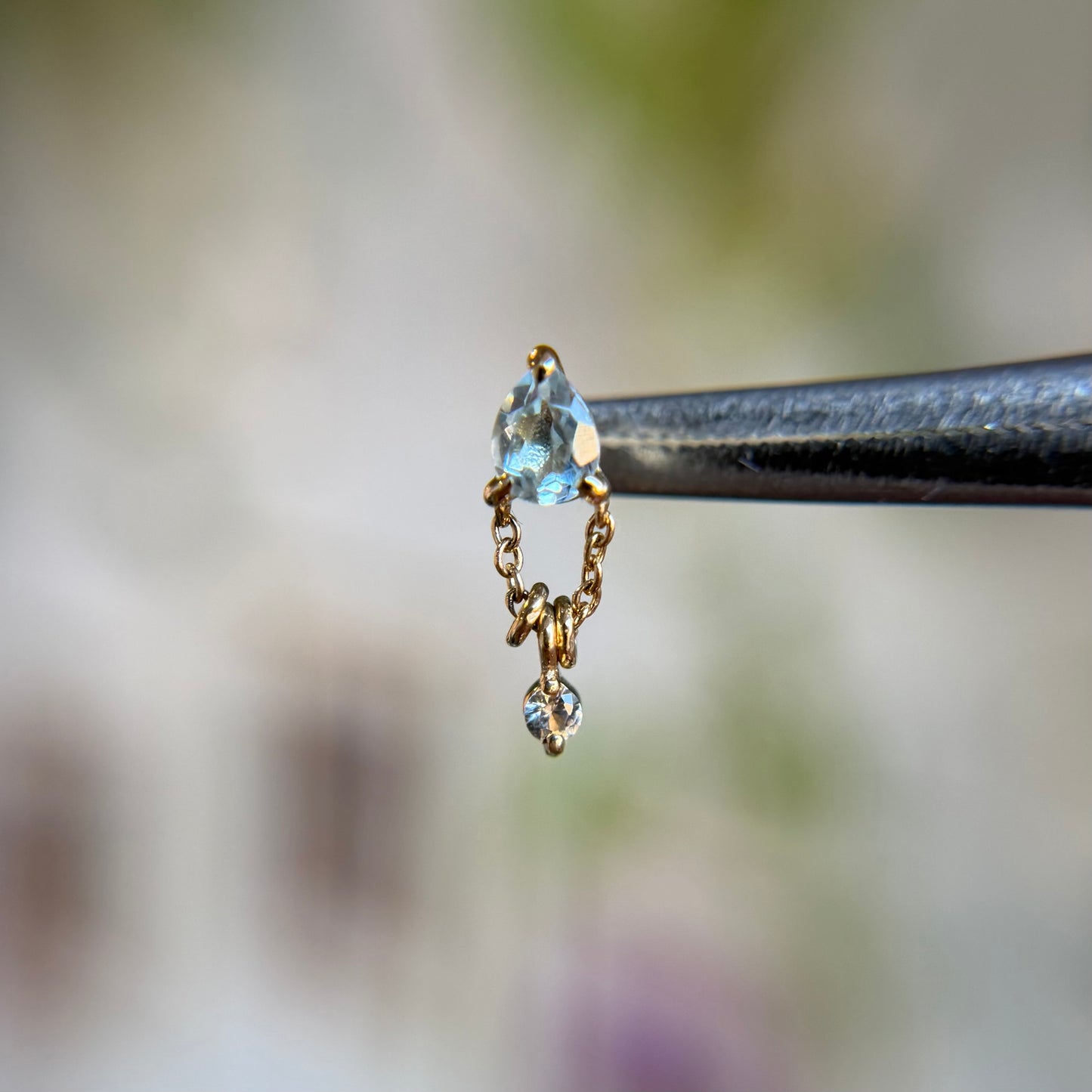 1000% Stacked - Pale Aquamarine & White Sapphire - Threadless End