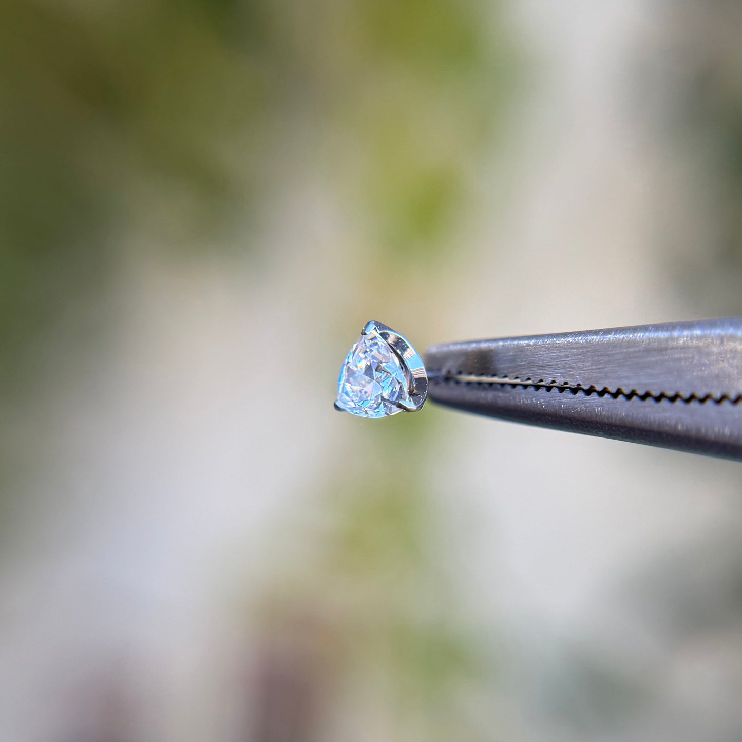Titanium Trillion Cut Prong Set Cubic Zirconia - Threadless End