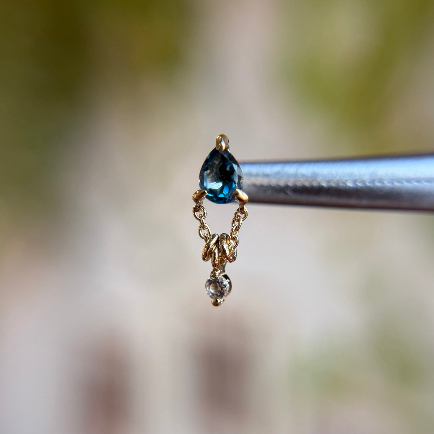 1000% Stacked - London Blue & White Sapphire - Threadless End