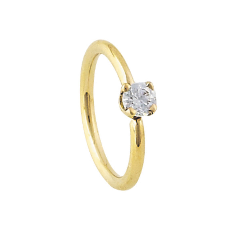 Fixed Bead Ring with Cubic Zirconia Prong -