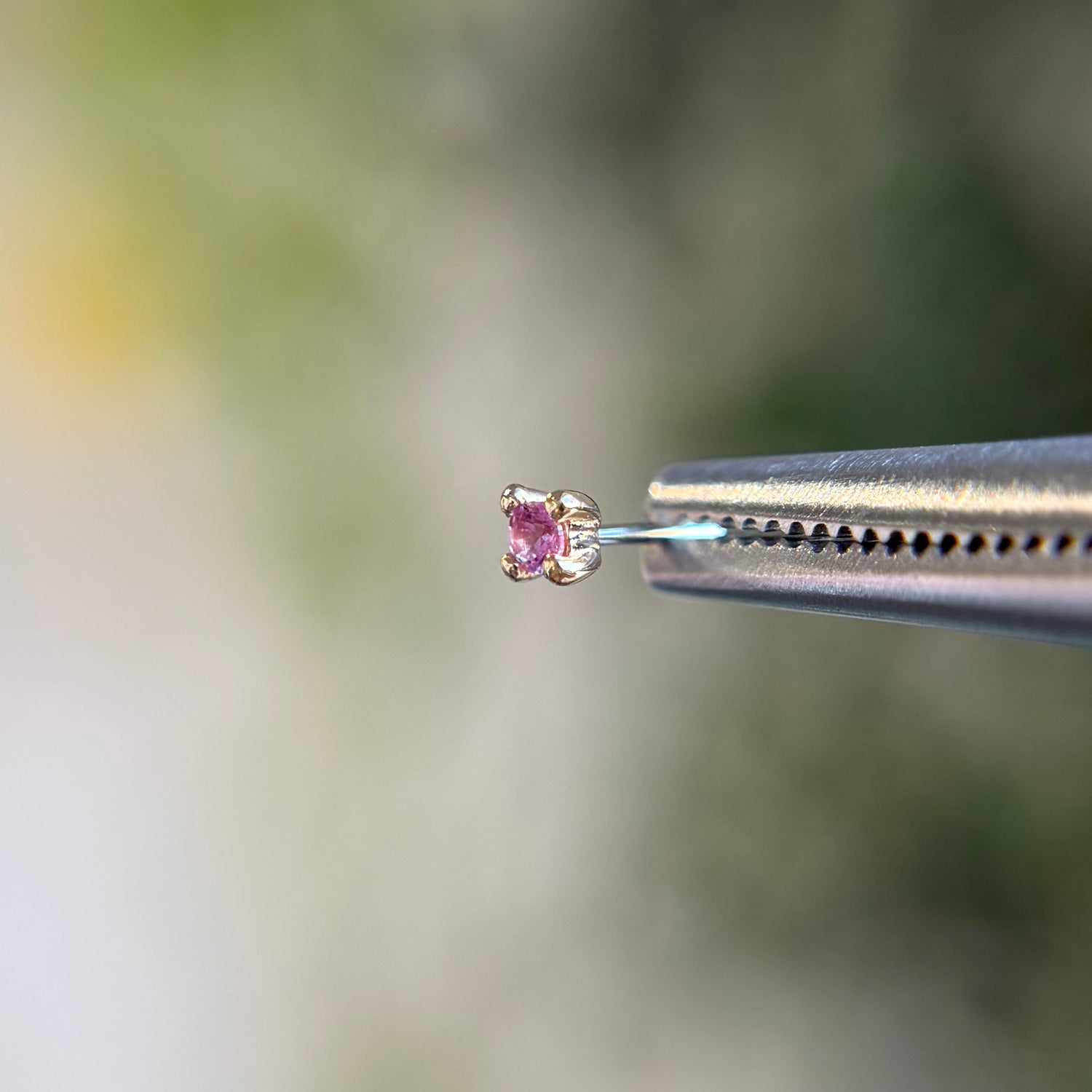 Pink Sapphire Prong - Threadless End