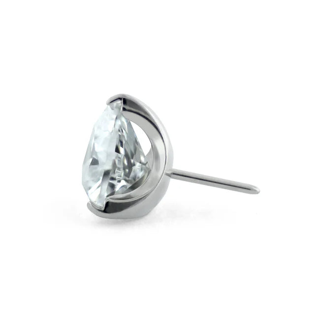 Titanium Trillion Cut Prong Set Cubic Zirconia - Threadless End