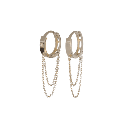 14k Gold Double Chained Hoop