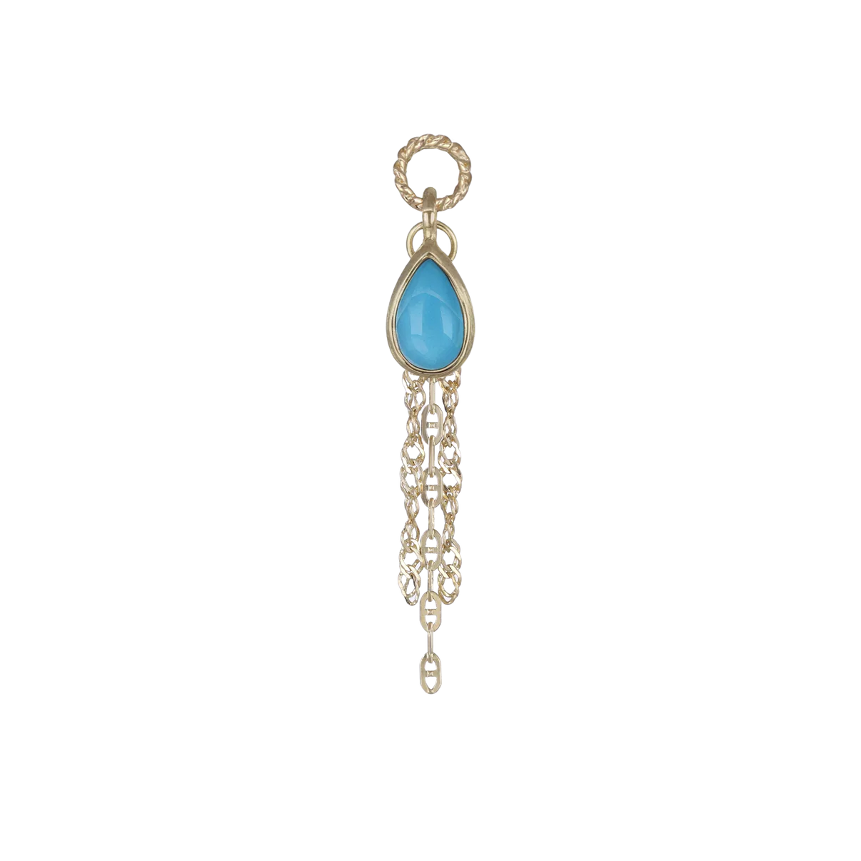 Turquoise Tear-Drop with Draped Tassel Chains - Charm
