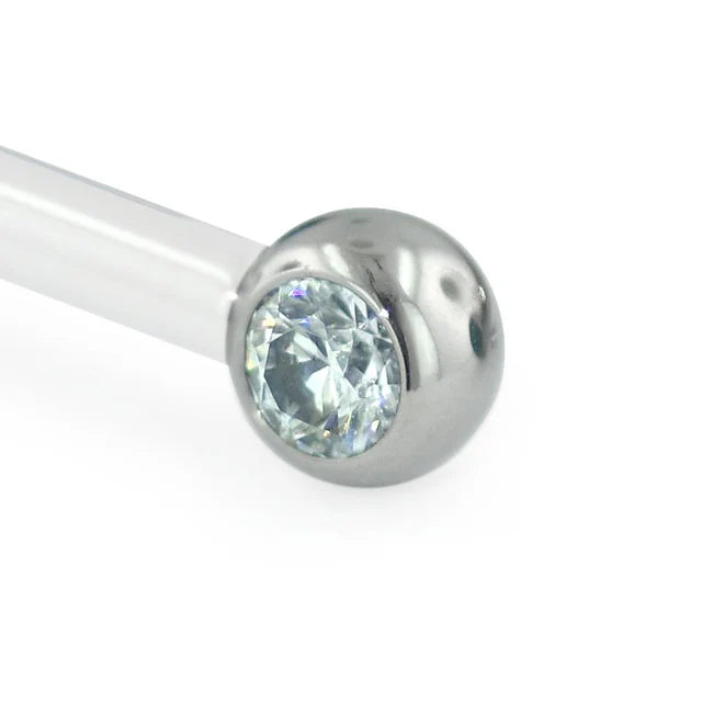 Titanium Faceted Side Gem End - Cubic Zirconia