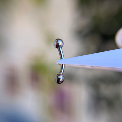 Titanium Cabochon Side Gem Curved Barbell - Moonstone