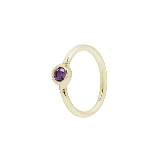 Fixed Bezel Bead Ring - Amethyst - Side Set Facing