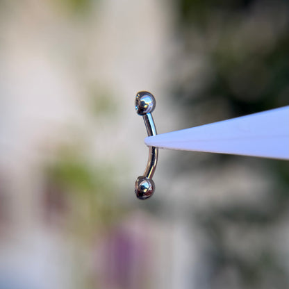 Titanium Faceted Side Gem Curved Barbell - Cubic Zirconia