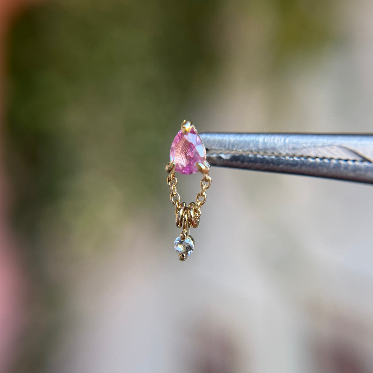 1000% Stacked - Pink Sapphire & White Sapphire - Threadless End