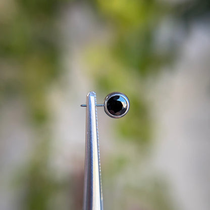 Titanium Faceted Side Gem End - Cubic Zirconia
