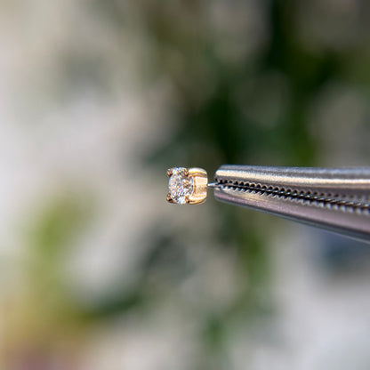 Genuine White Diamond Prong - Threadless End