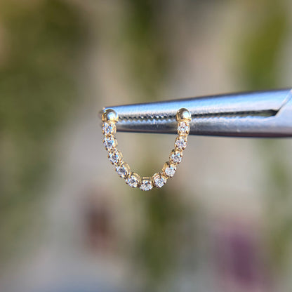 Curved Well Articulated Double Pin Lynx - Diamonds - Threadless End