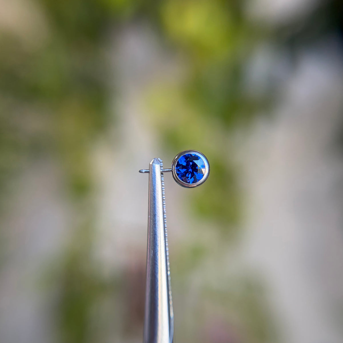 Titanium Faceted Side Gem End - Cubic Zirconia
