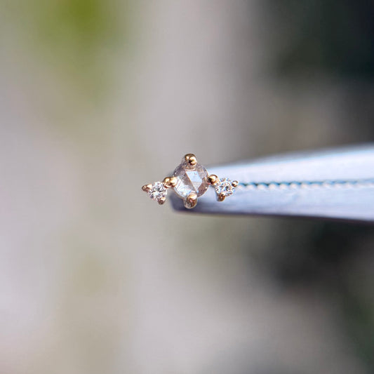 Astrid Rose Cut Trio - Grey Diamond - Threadless End