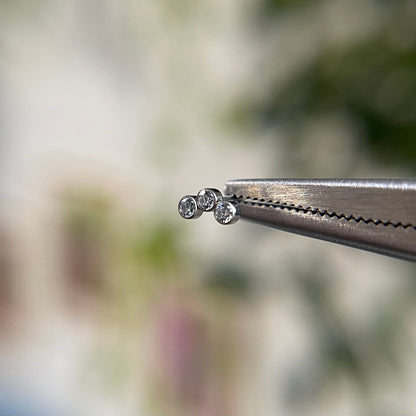 Petite Titanium Curved Cluster - 3 Bezel Set Cubic Zirconias - Threadless End
