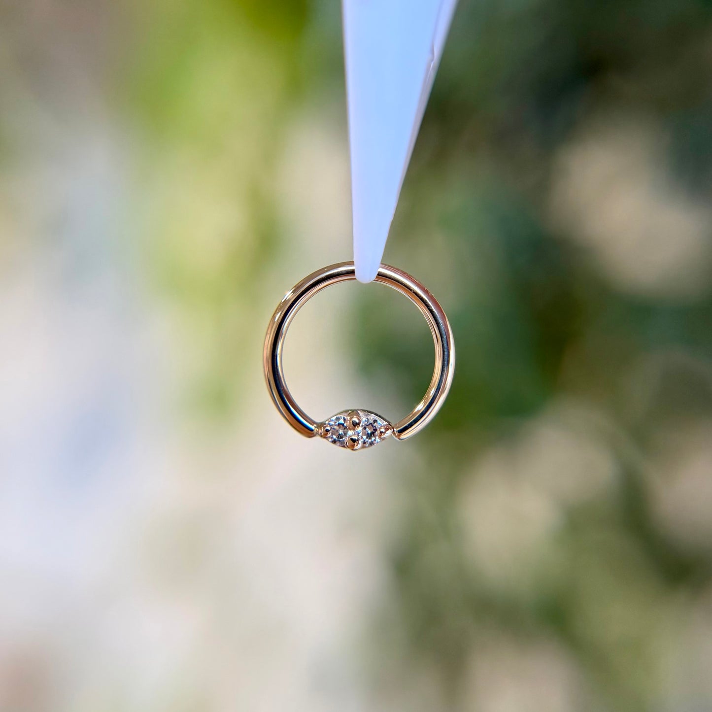 Fixed Ring with Double Gem - Horizontal Orientation