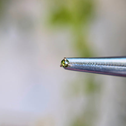2mm Rose Cut 3 Prong - Green Diamond - Threadless End
