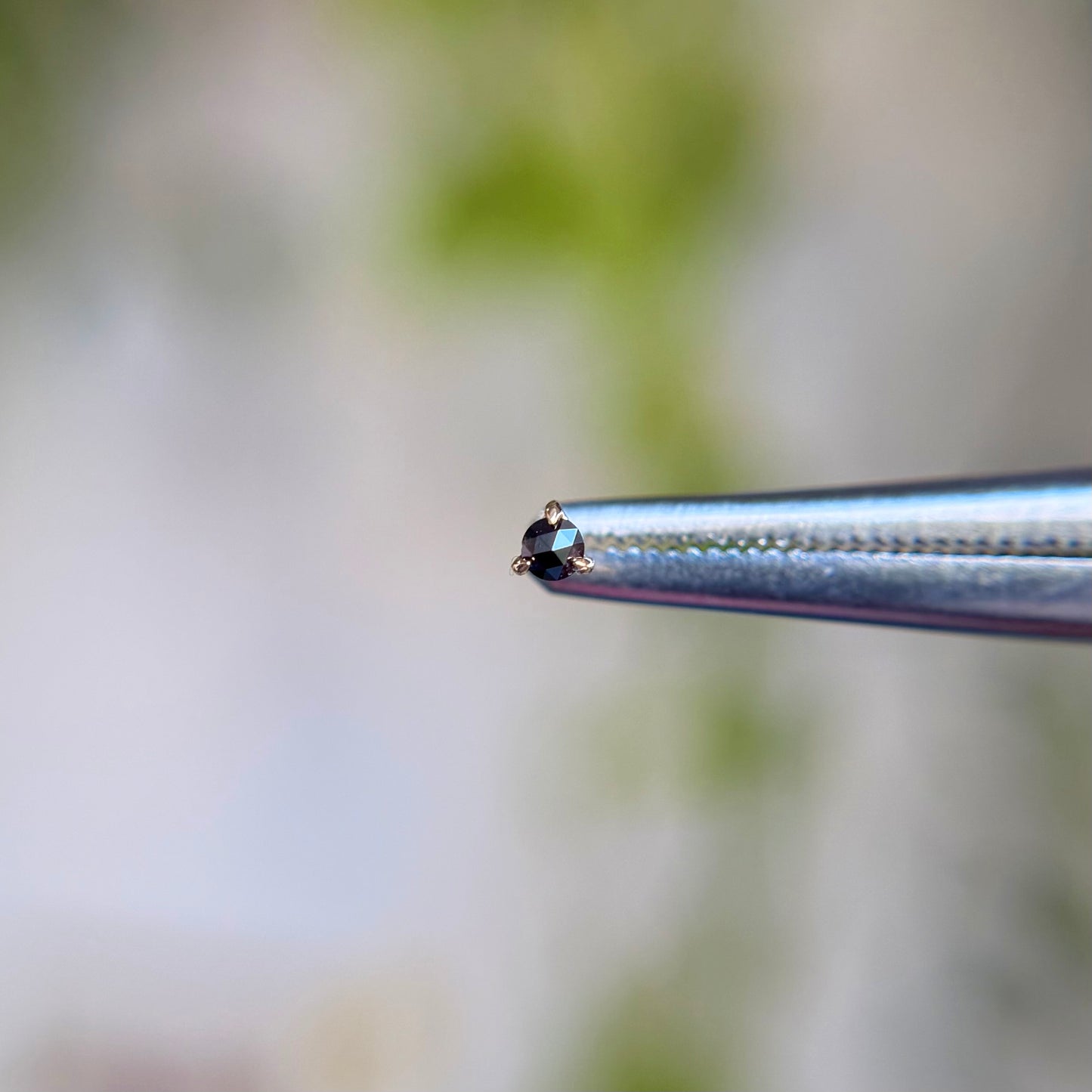 2mm Rose Cut 3 Prong - Black Diamond - Threadless End