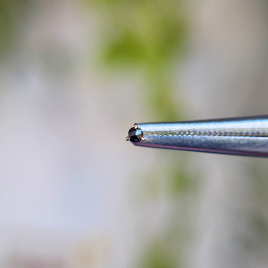 2mm Rose Cut 3 Prong - Black Diamond - Threadless End