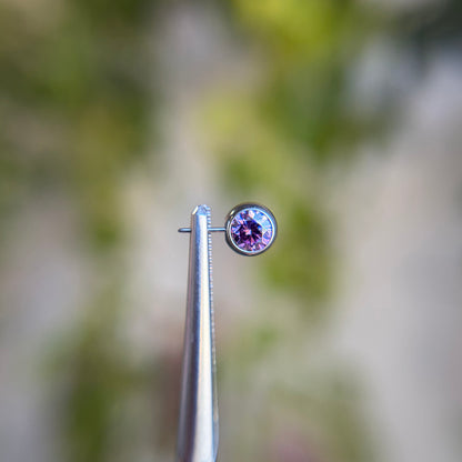 Titanium Faceted Side Gem End - Cubic Zirconia