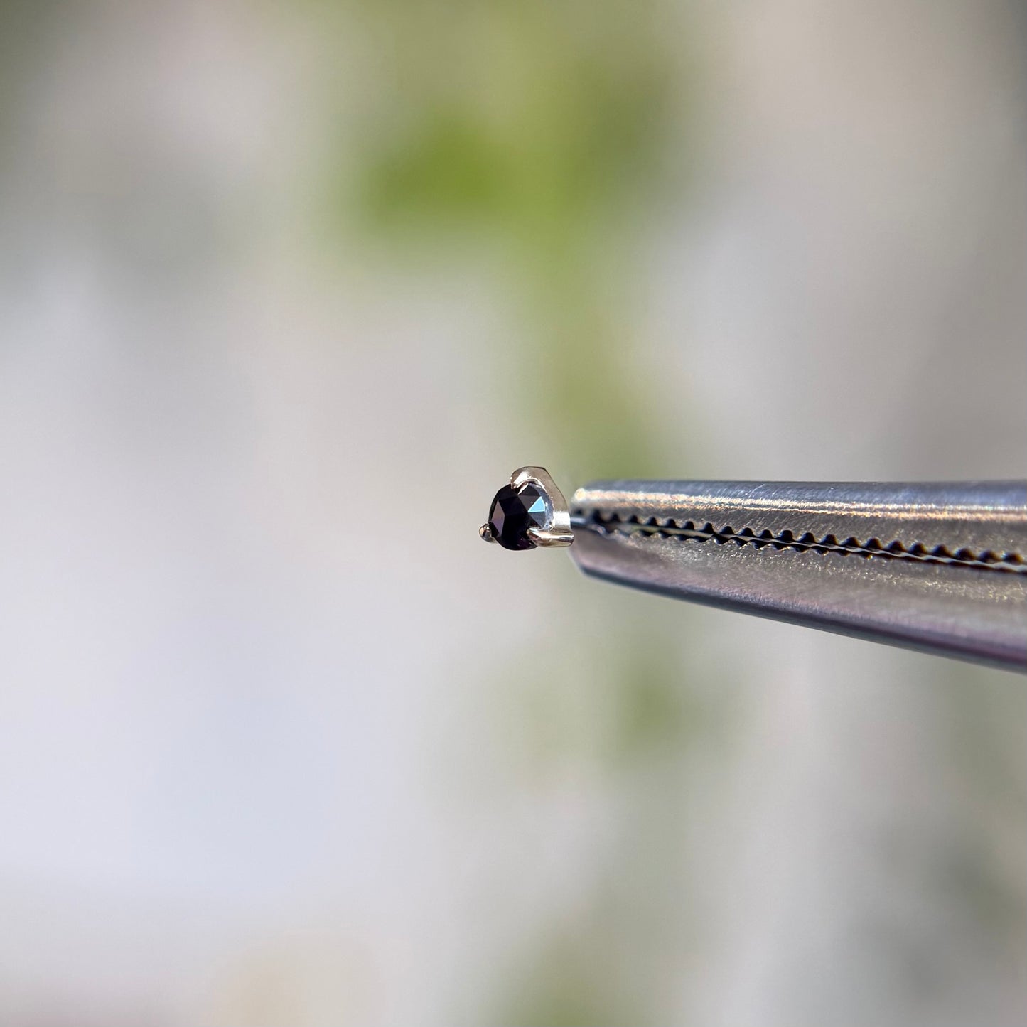 2mm Rose Cut 3 Prong - Black Diamond - Threadless End