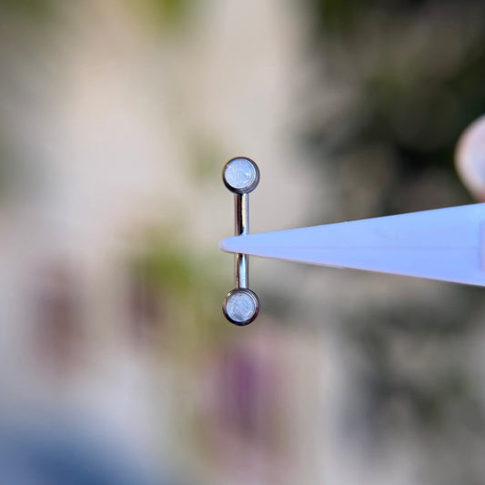 Titanium Cabochon Side Gem Curved Barbell - Moonstone