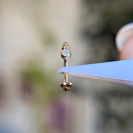 Curved Barbell - 3 Beads with Gem