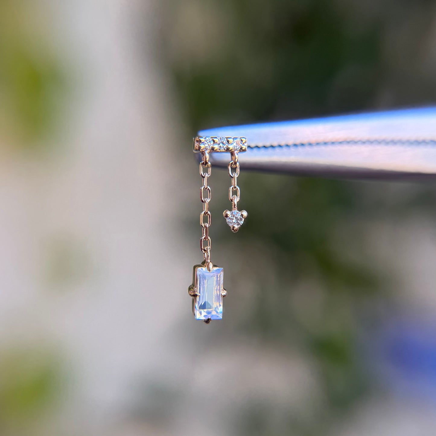 Selena - Moonstone & Diamond - Threadless End