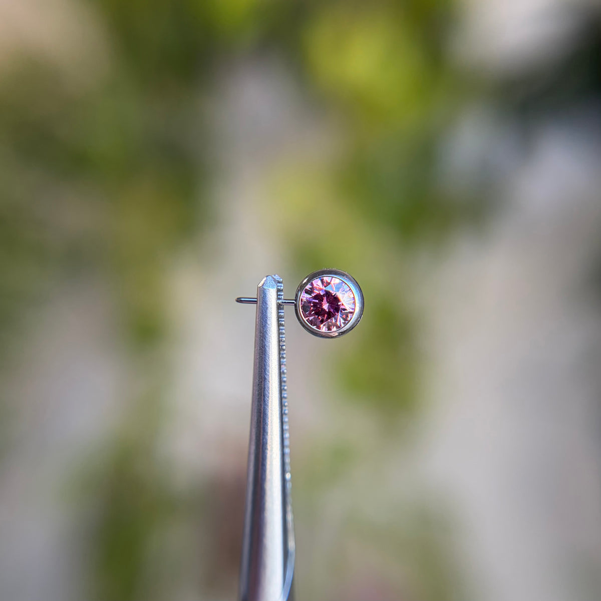 Titanium Faceted Side Gem End - Cubic Zirconia