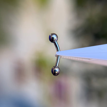 Titanium Cabochon Side Gem Curved Barbell - Lapis Blue