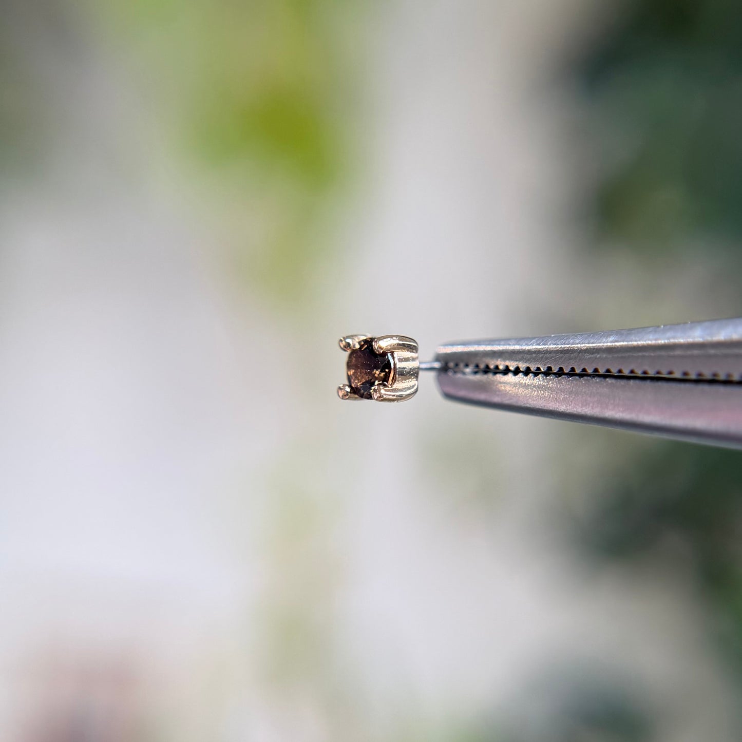 Smoky Quartz Prong - Threadless End