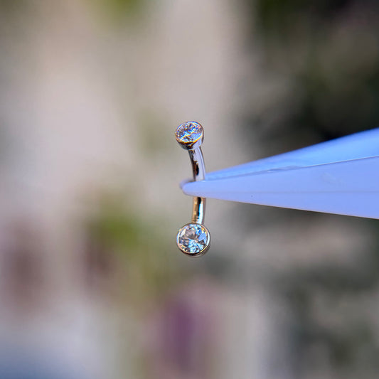 Curved Barbell - Bezel Set