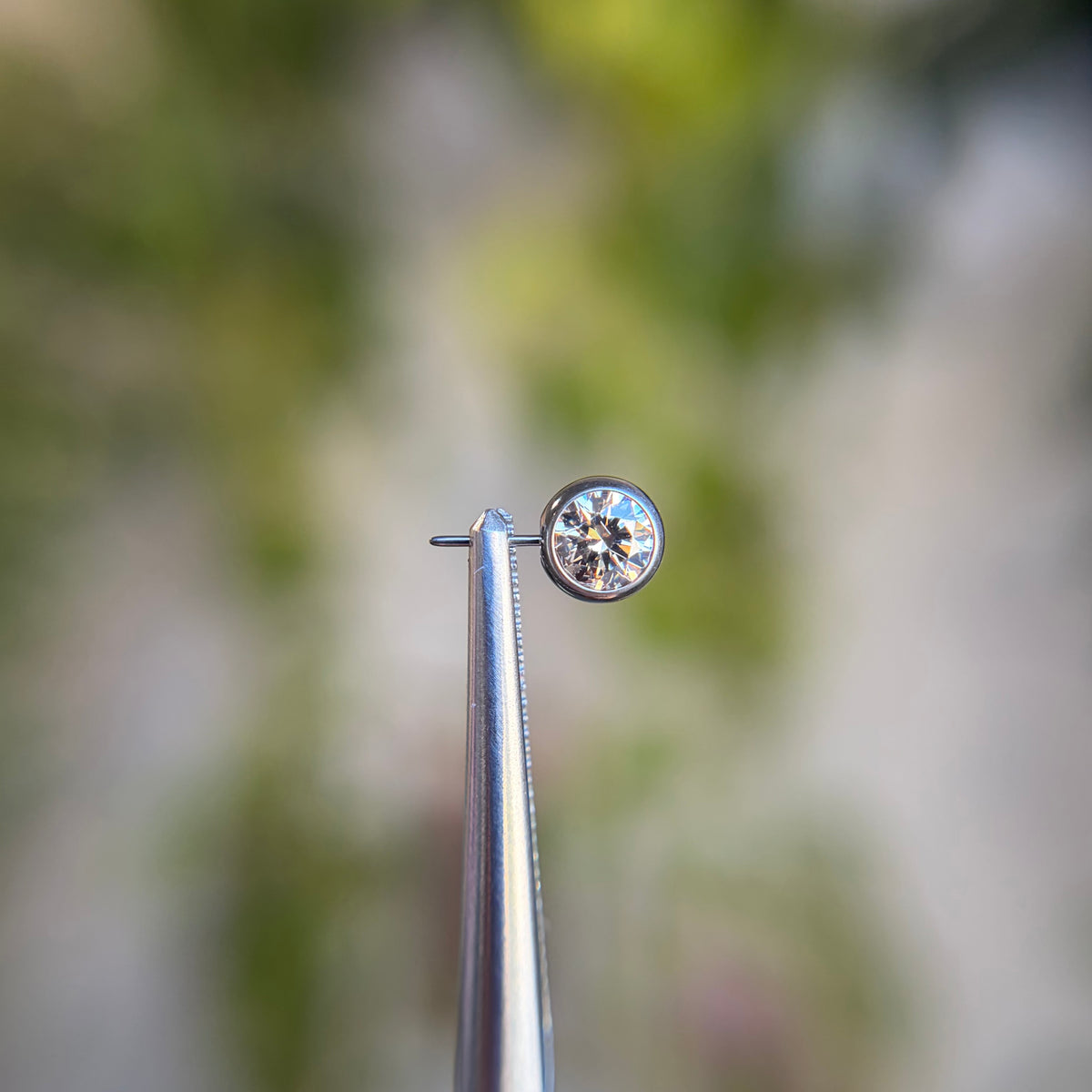 Titanium Faceted Side Gem End - Cubic Zirconia