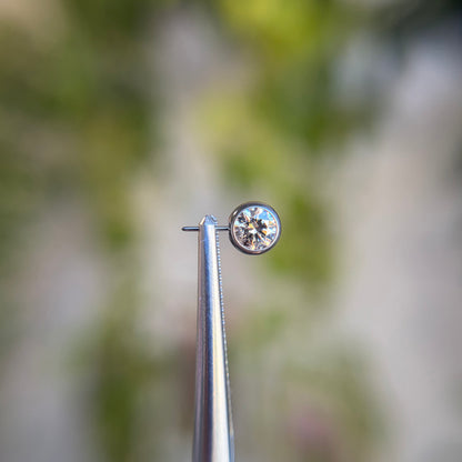 Titanium Faceted Side Gem End - Cubic Zirconia