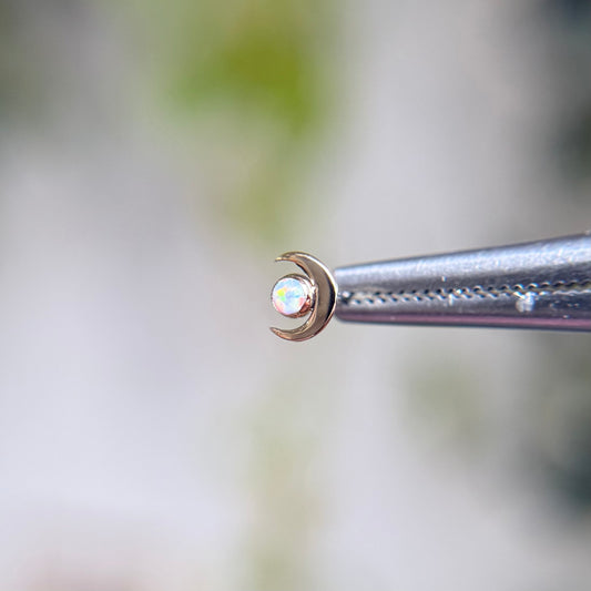 Moon & Cabochon Set Opal - Threadless End