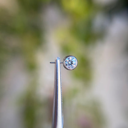Titanium Faceted Side Gem End - Cubic Zirconia