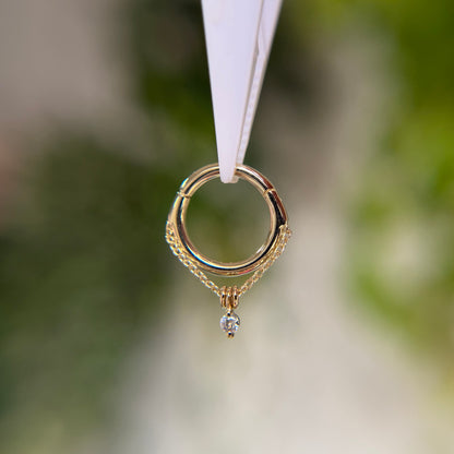 Stoned Chained Easy Ring - White Topaz