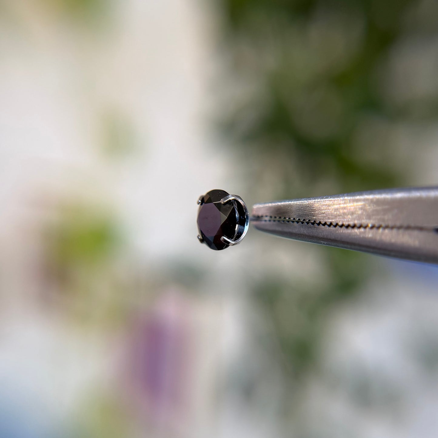 Titanium Prong Set Cubic Zirconia - Black - Threadless End