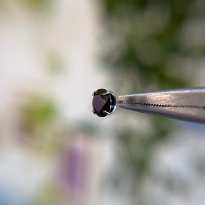 Titanium Prong Set Cubic Zirconia - Black - Threadless End