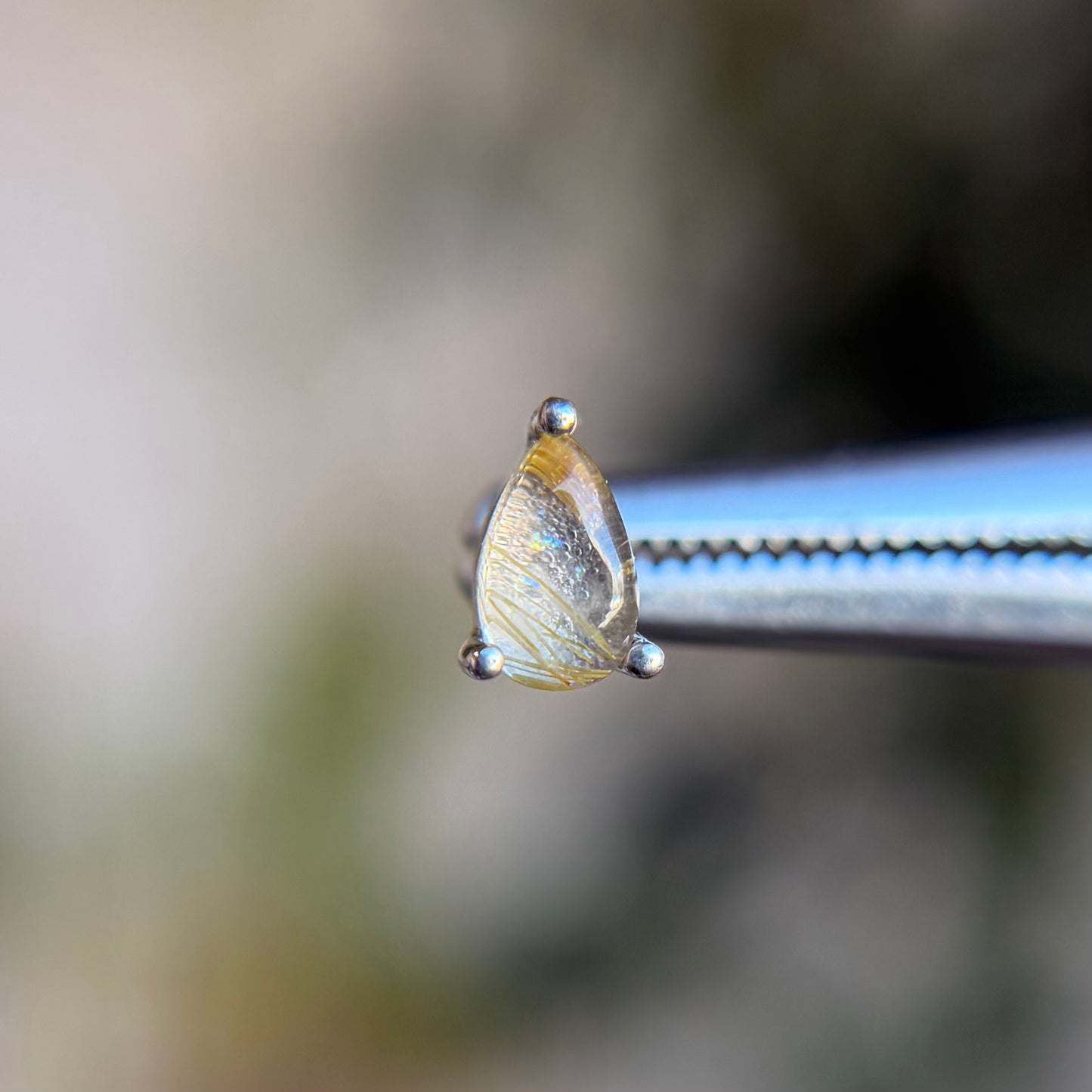 Pear - Rutilated Quartz - Threadless End