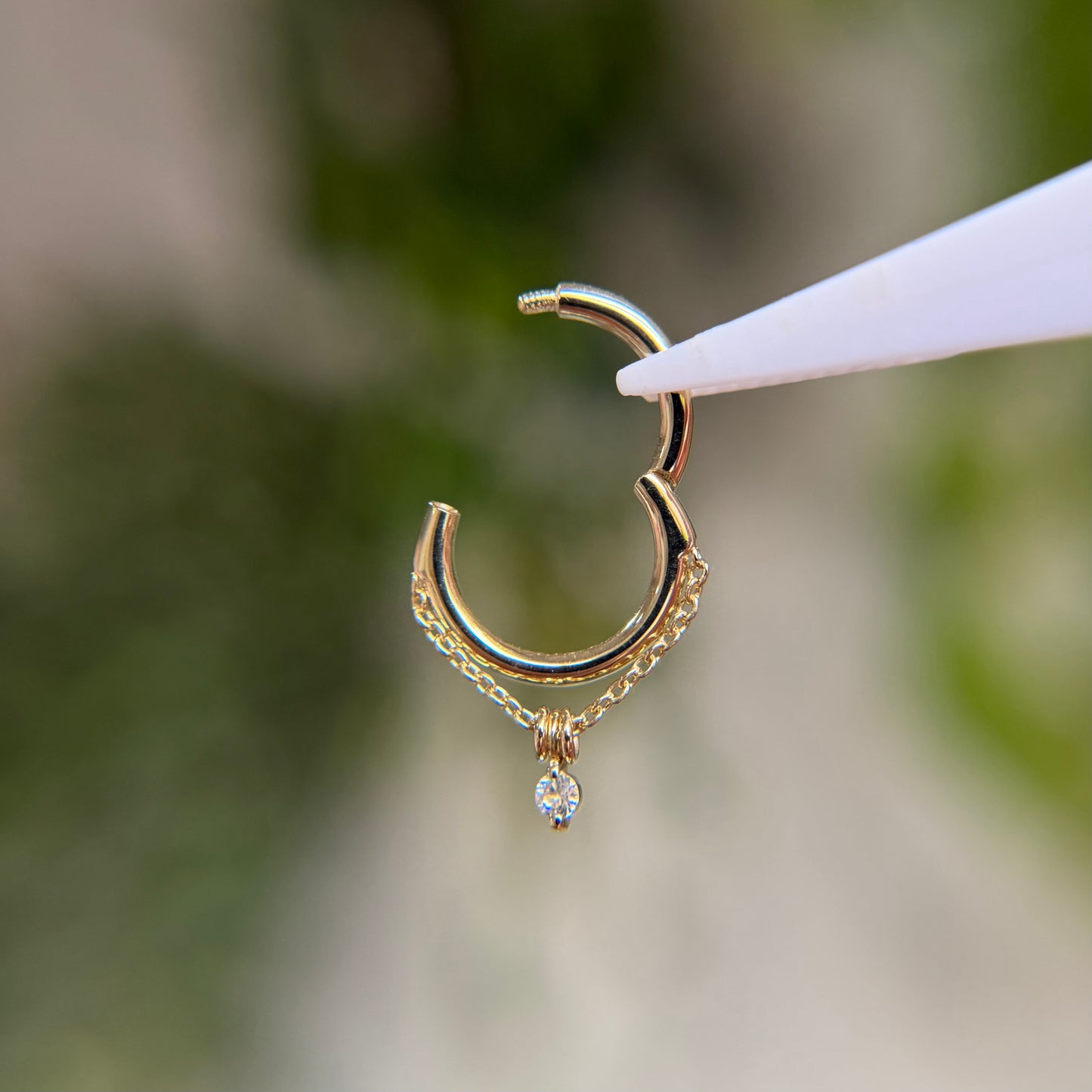 Stoned Chained Easy Ring - White Topaz