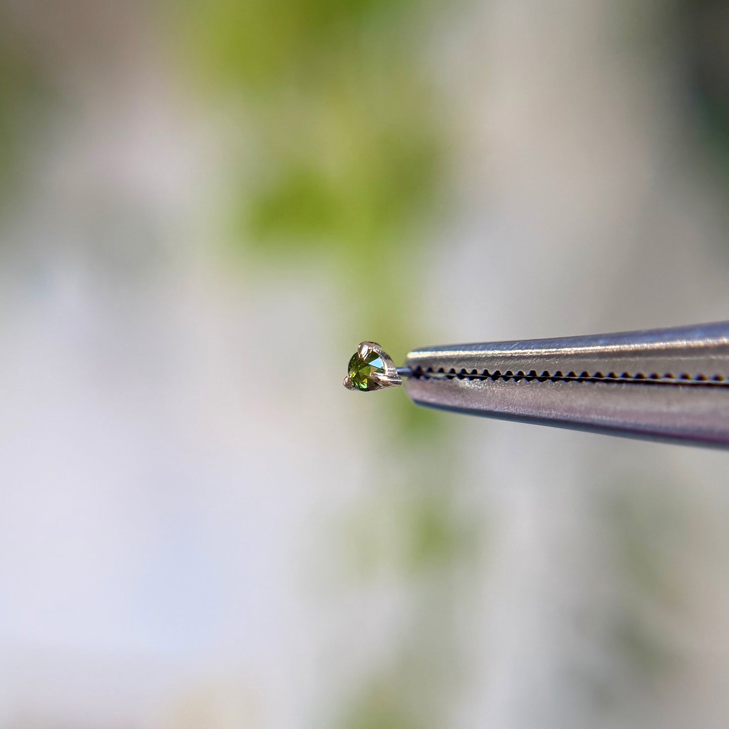2mm Rose Cut 3 Prong - Green Diamond - Threadless End