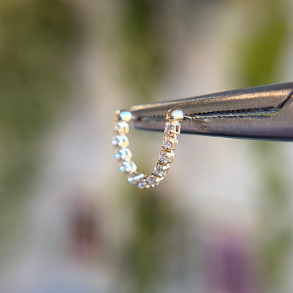 Curved Well Articulated Double Pin Lynx - Diamonds - Threadless End